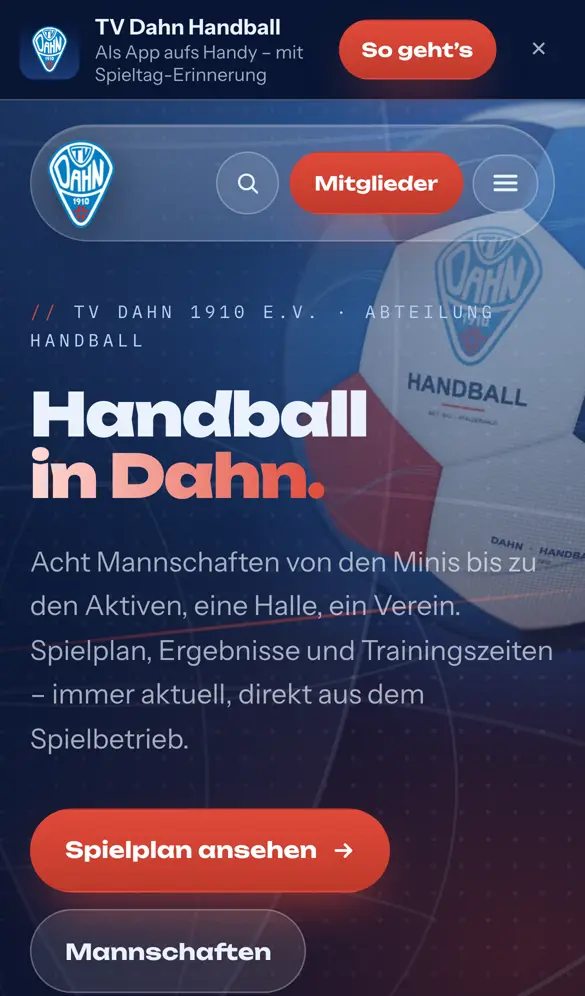 Schritt 1: Auf dem Handy erscheint oben „Als App aufs Handy“.