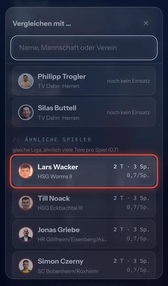 Schritt 2: Wähle einen Vorschlag – oder suche nach einem Namen.